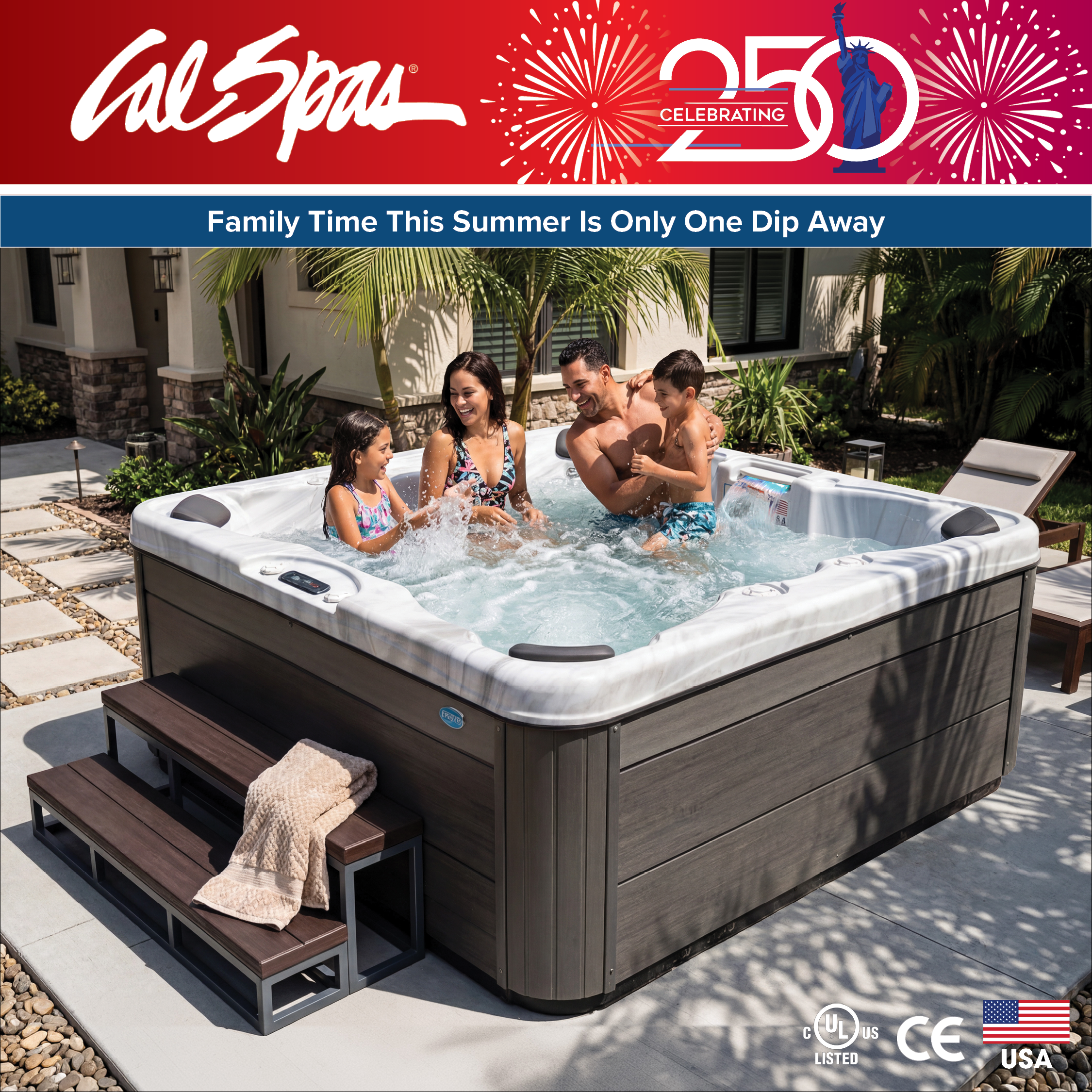 Calspas hot tub being used in a family setting - Southfield